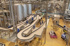 The interior of the brewery. Conveyor